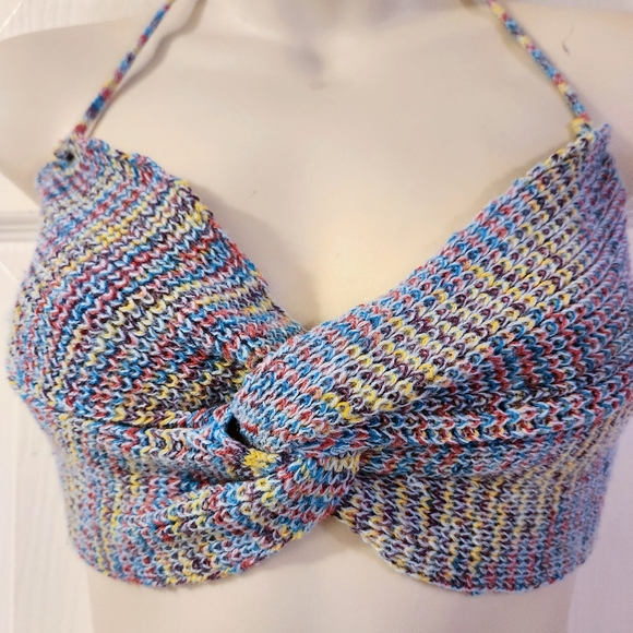 TWIST FRONT KNIT BACKLESS SPACE DYE CROP TOP SIZE S - Picture 7 of 9